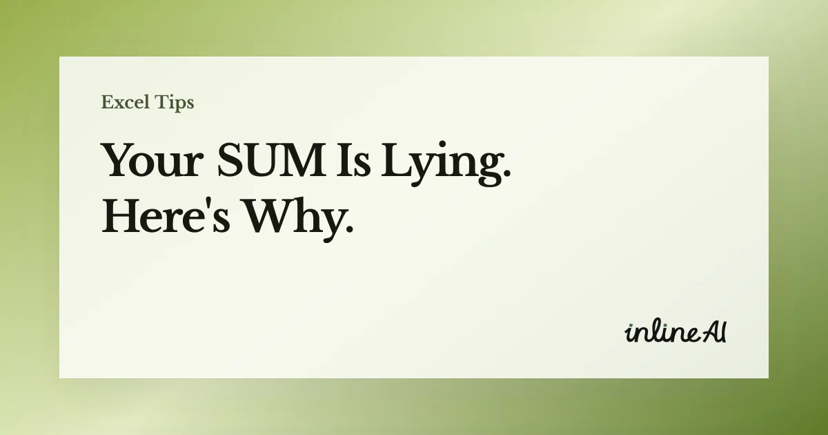 How to Sum a Column in Excel: Fix SUM Errors and Understand SUBTOTAL vs AGGREGATE