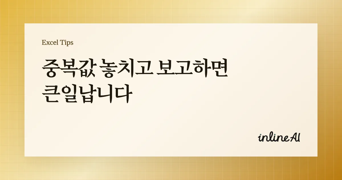 엑셀 중복값 빠르게 찾는 방법 (표시·필터·조건부 서식)