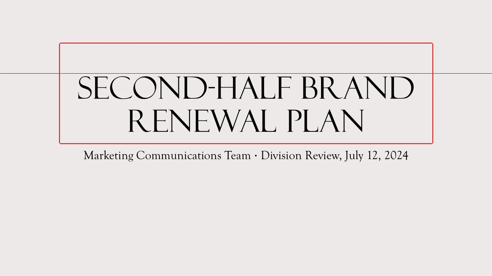 Rendered PowerPoint title slide whose title letters look widely spaced, with a red box on the title placeholder