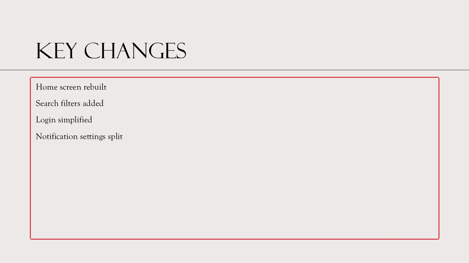 Rendered slide whose body bullets contain only short keywords instead of full sentences