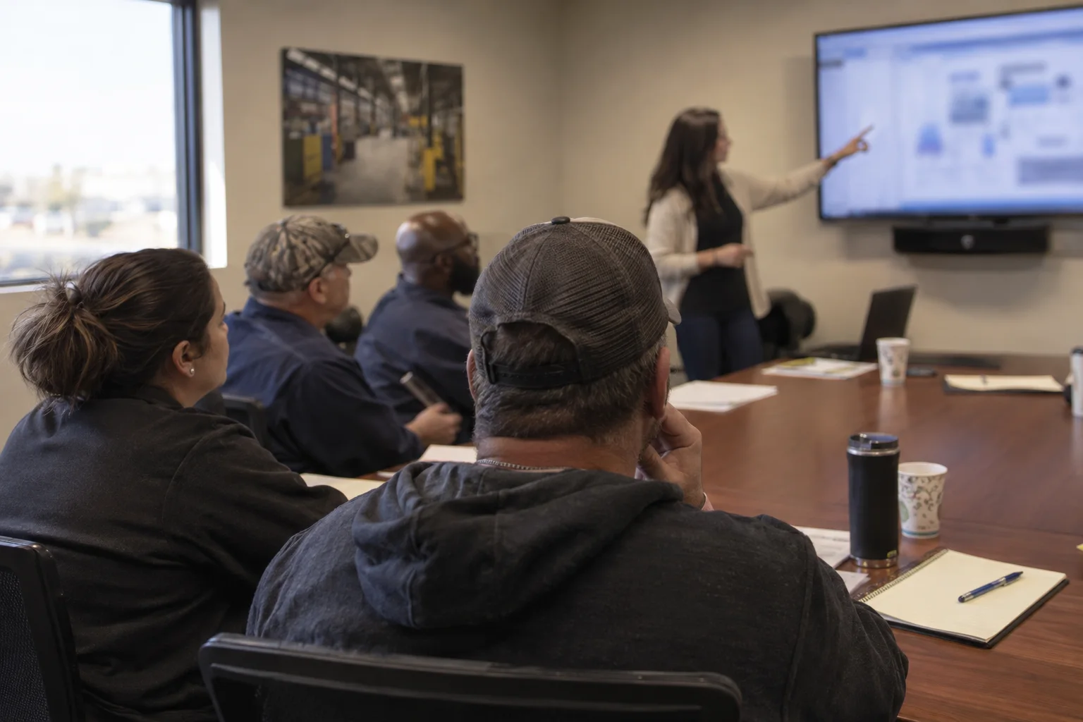 A team watching a demo built on its own data